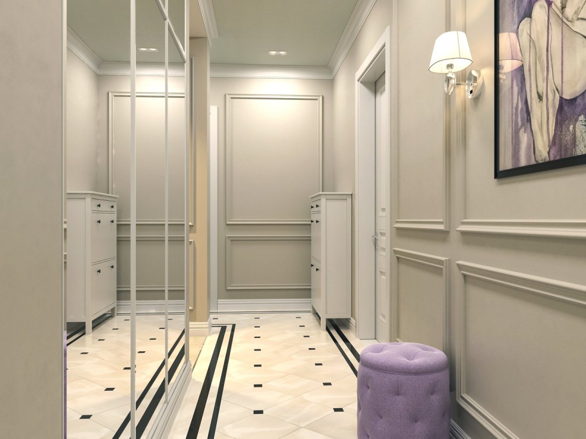 Розовый потолок в прихожей