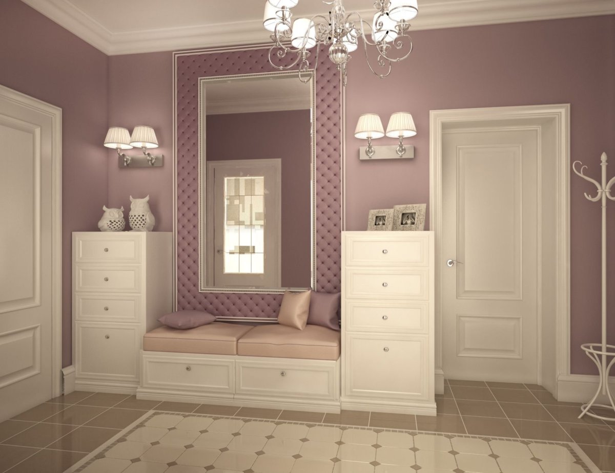 Прихожая в пудровом цвете
