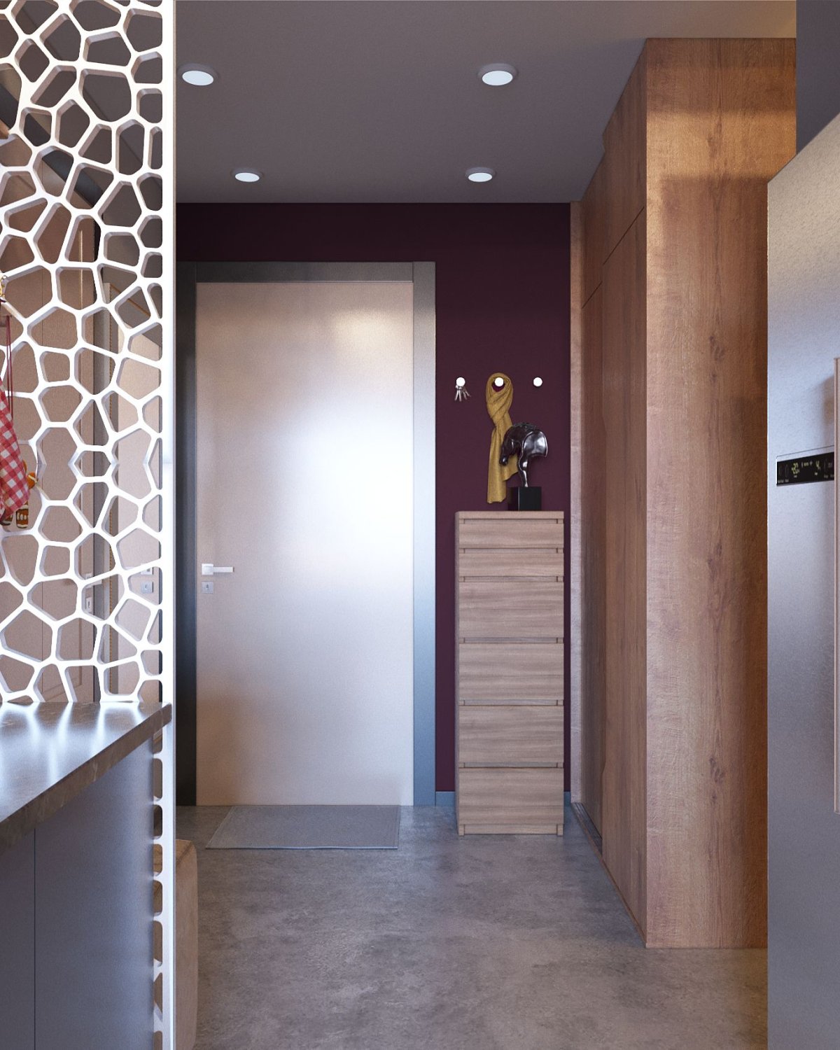 Коридор переходящий в кухню