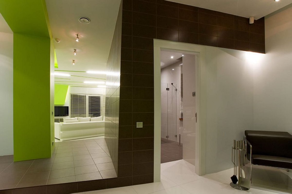 Интерьер в холле зеленый