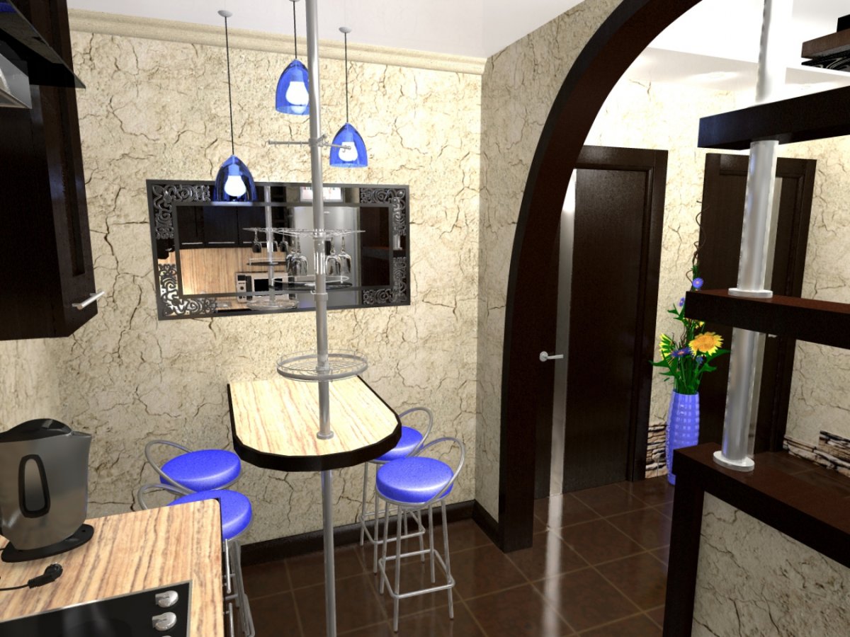 Коридор перетекающий в кухню