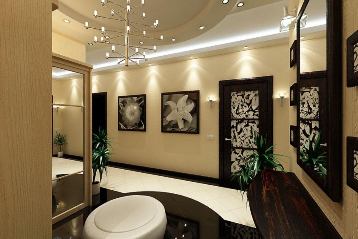 Многоуровневый потолок в прихожей