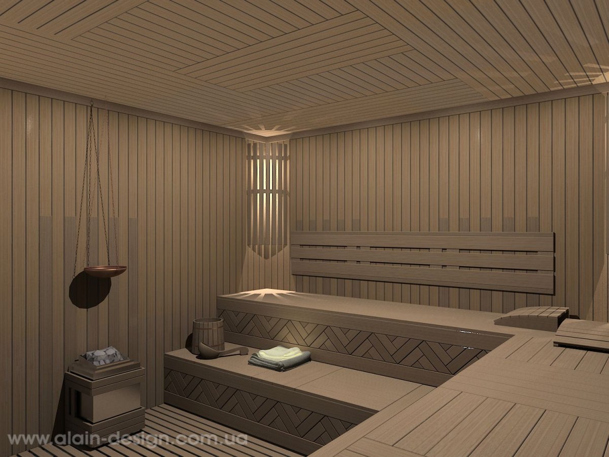 Отделка потолка в сауне