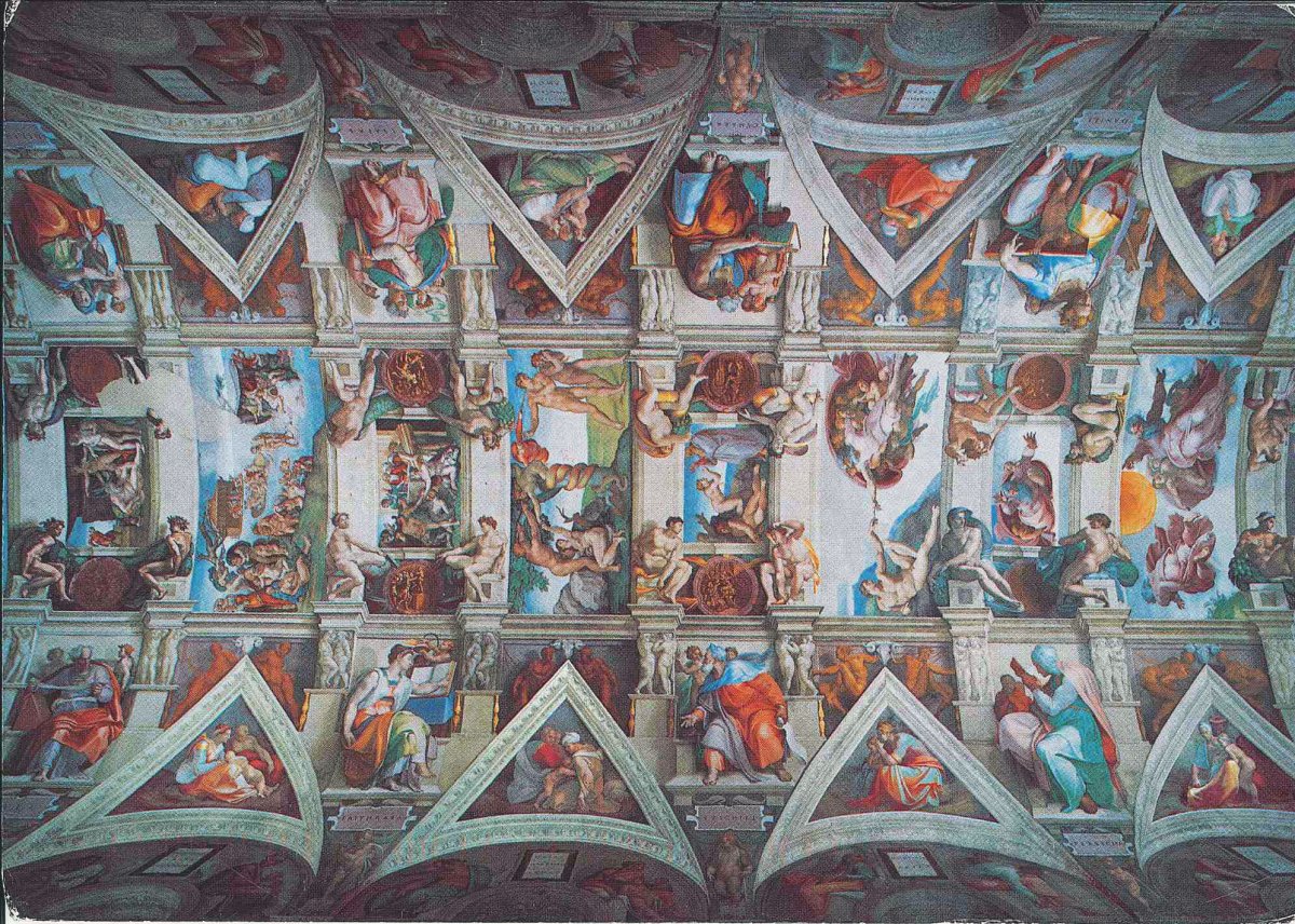 Роспись на потолке Сикстинской капеллы иллюзия