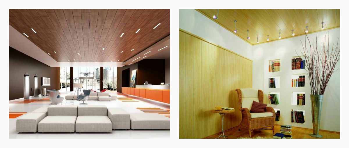 Потолок из МДФ панелей в интерьере