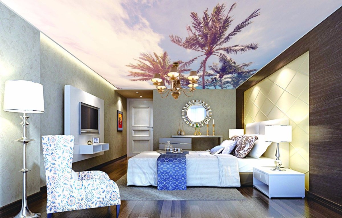 Обои на стене и потолке одинаковые