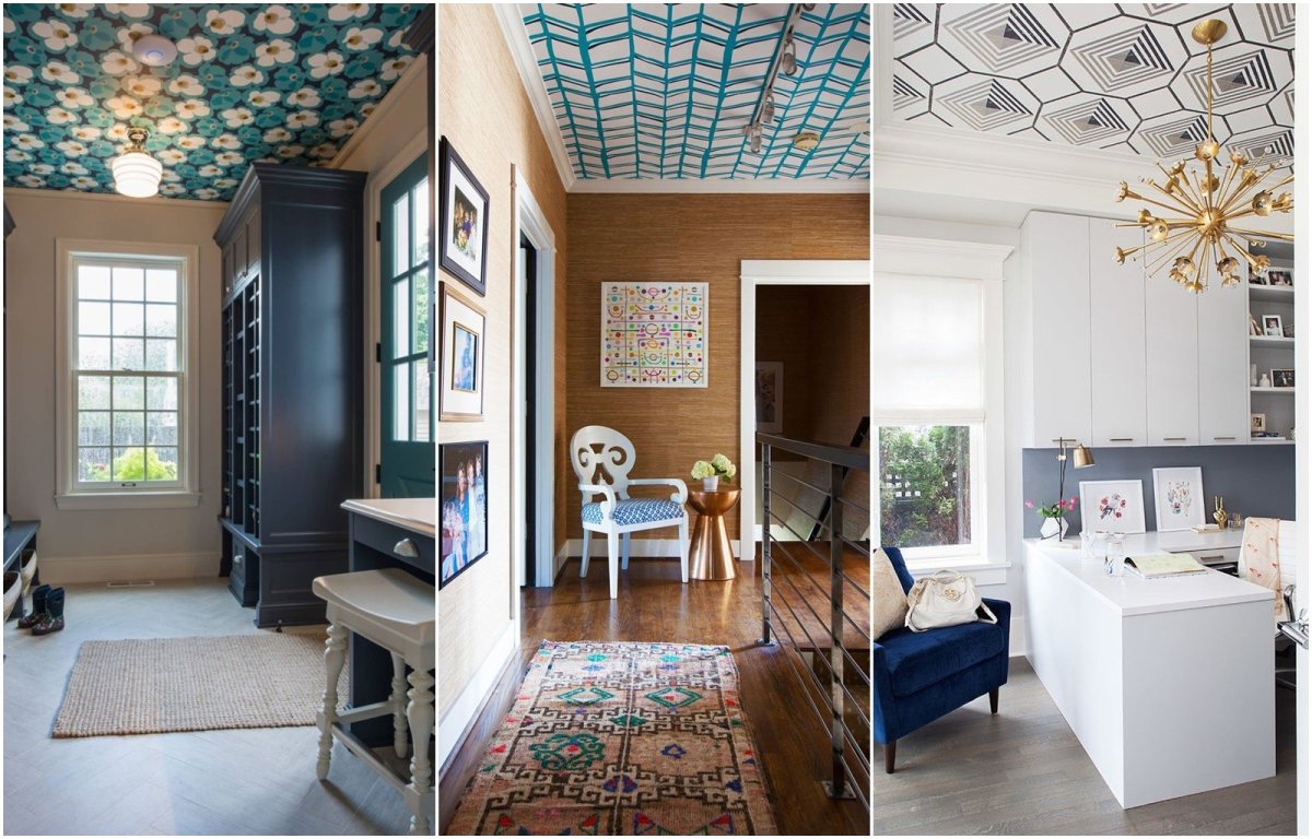 Обойный потолочные плиты на интерьере