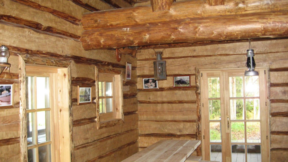 Бревенчатый старый дом внутри