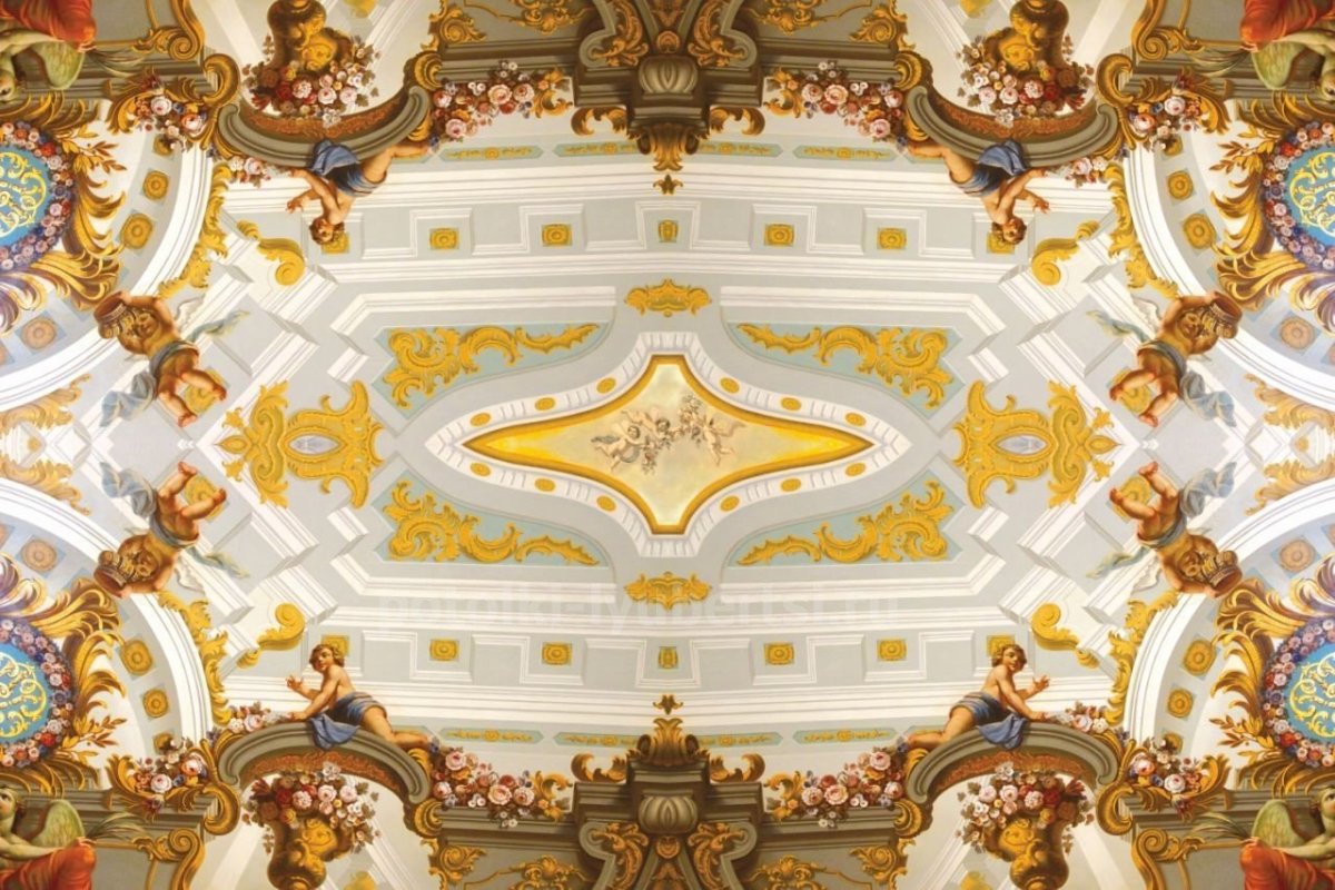 Фреска на потолок золото