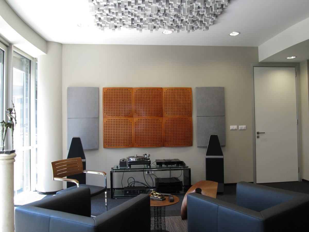 Акустические панели в интерьере комнаты