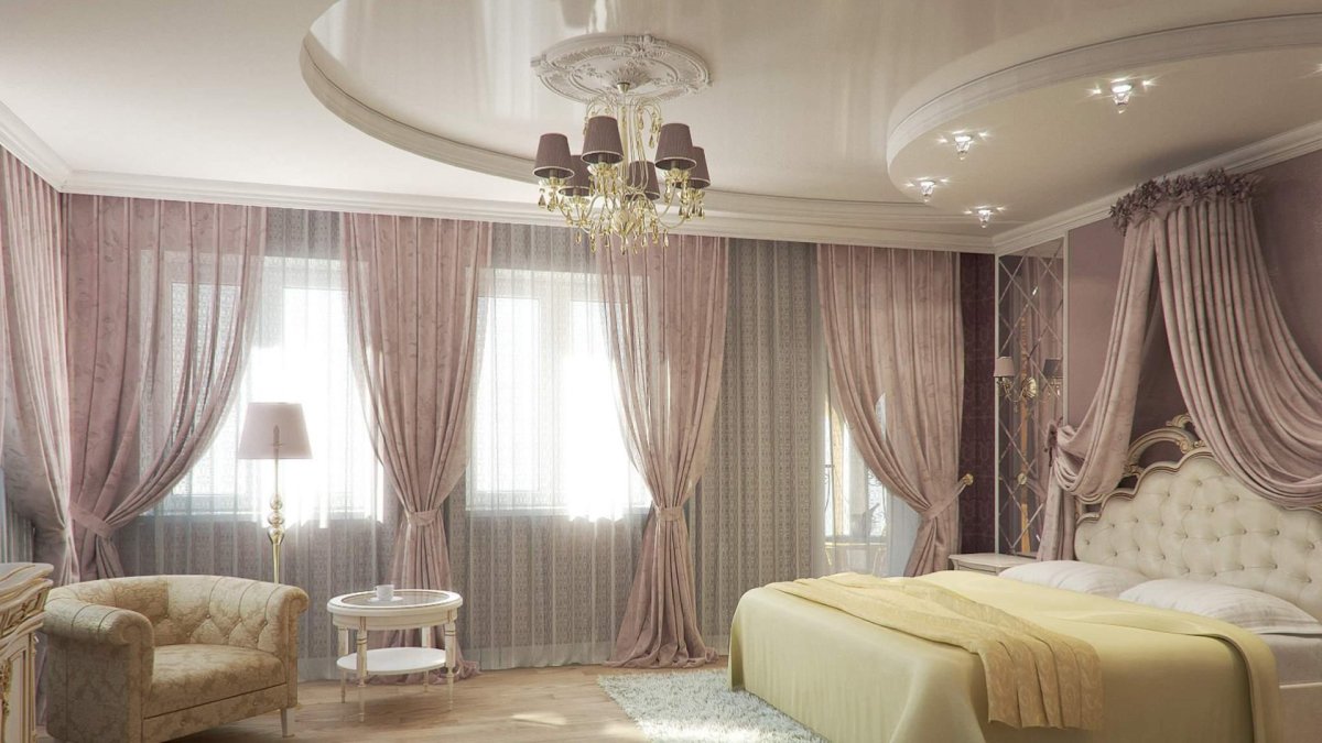 Стильный потолок в спальне