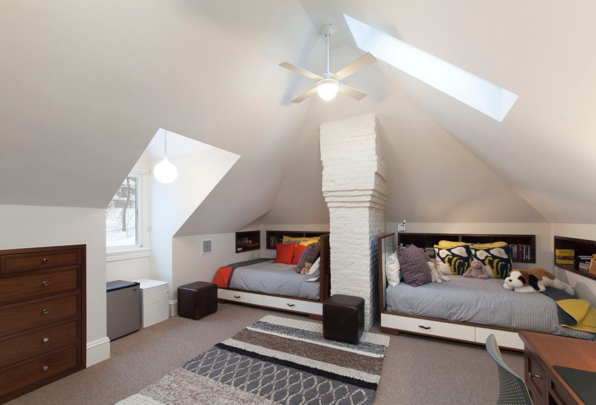 Детская комната на мансарде для двоих