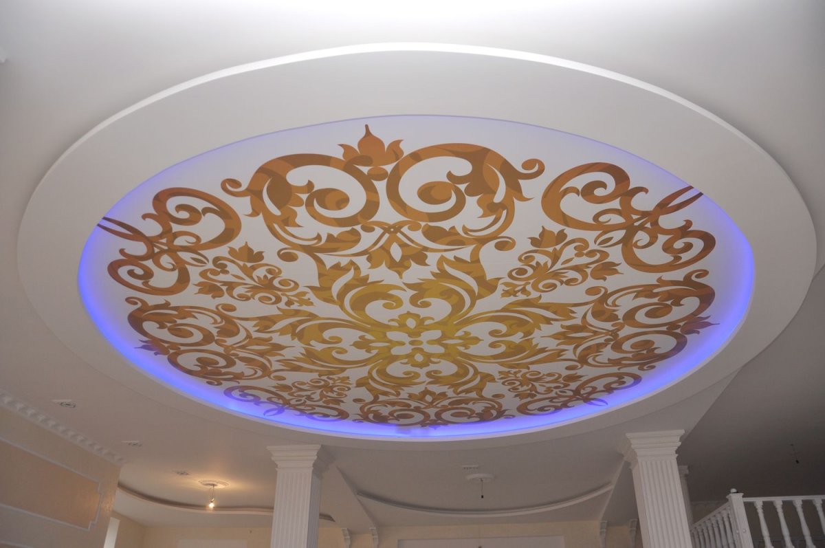 Многоуровневые натяжные потолки с узорами