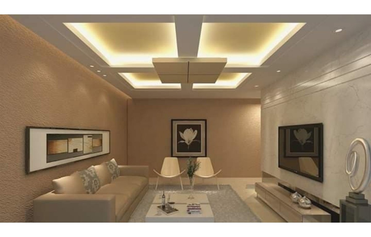 Гипсокартонный потолок в гостиную