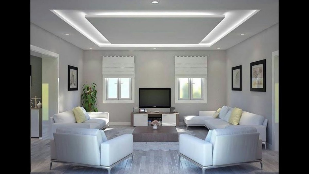 Потолок с подсветкой в гостиной