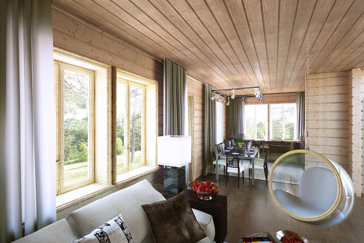 Отделка деревянного потолка