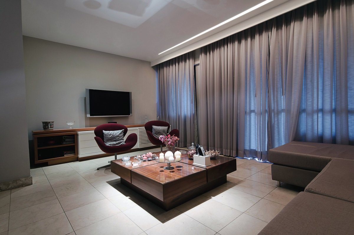 Занавески в гостиную с подвесным потолком