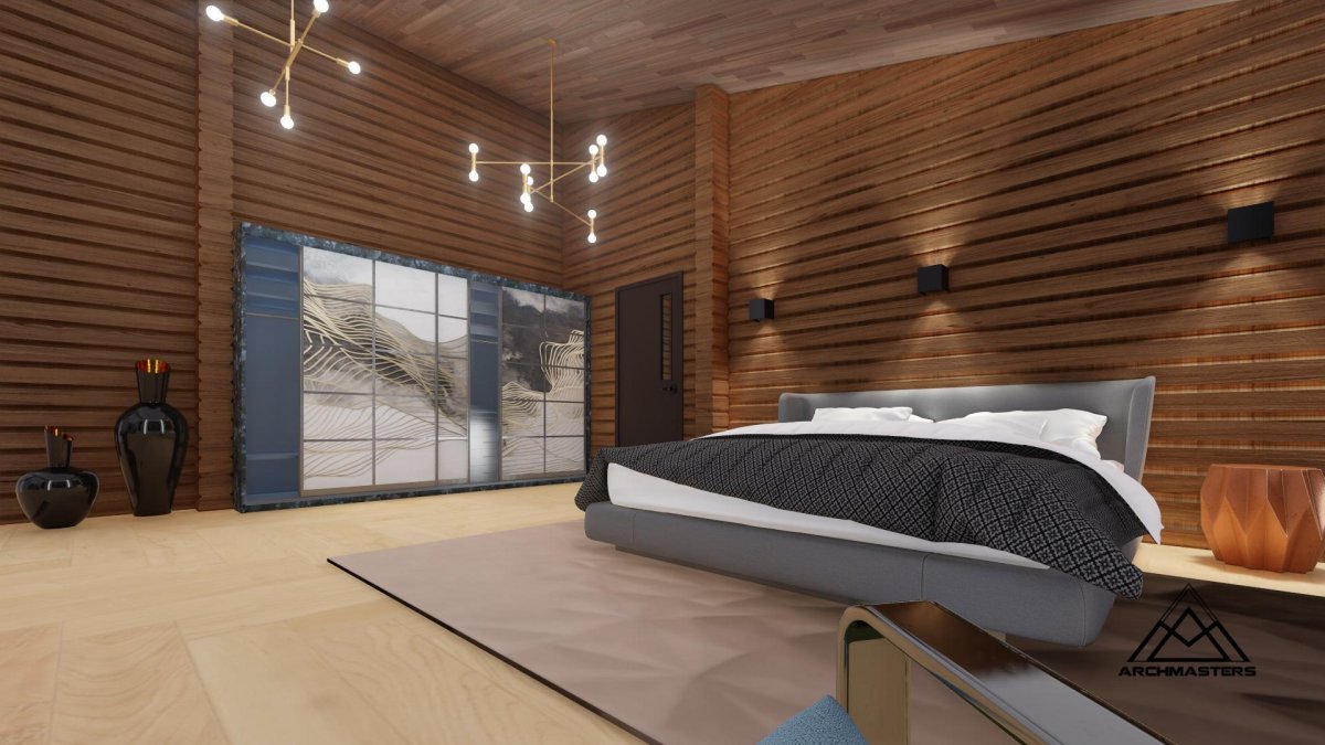 Отделка спальни планкеном