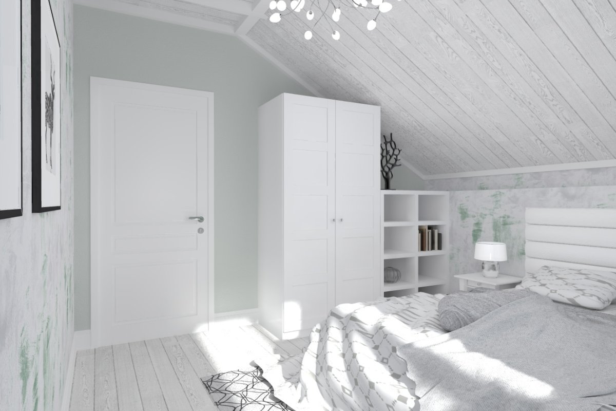 Спальня на мансарде в скандинавском стиле