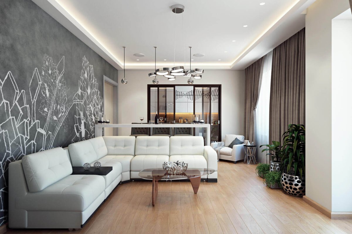 Потолок в гостинную Скандинавский интерьер