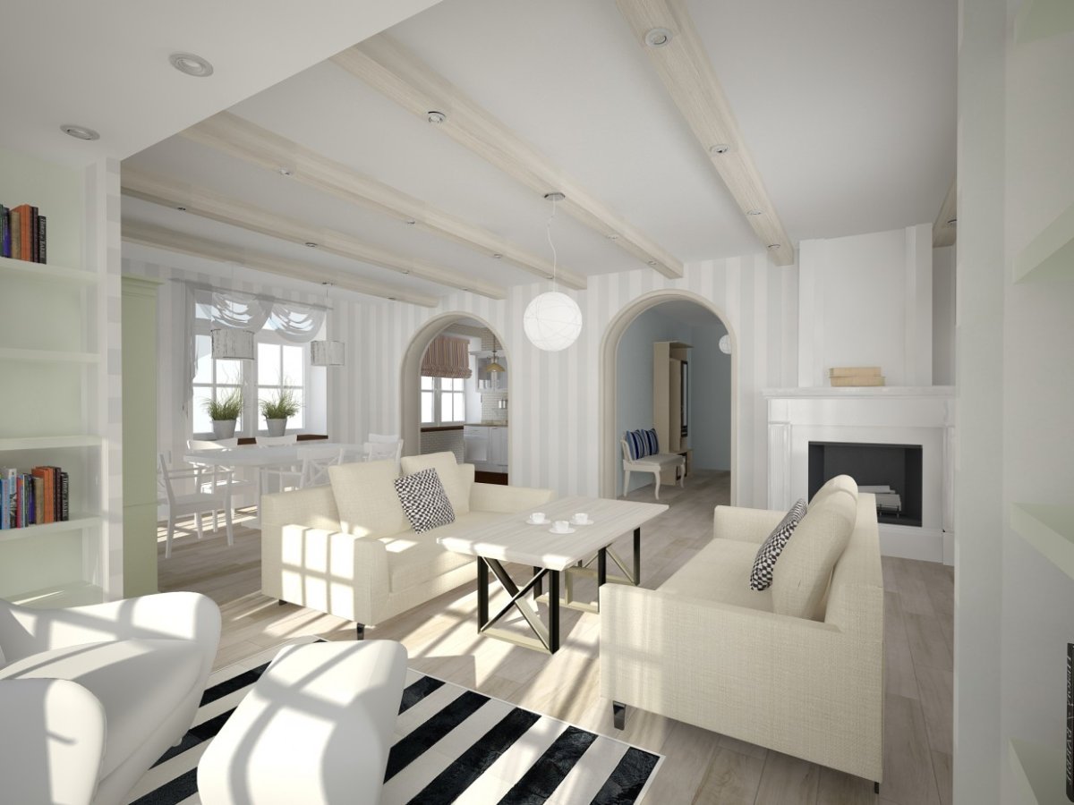 Гостиная в частном доме в скандинавском стиле