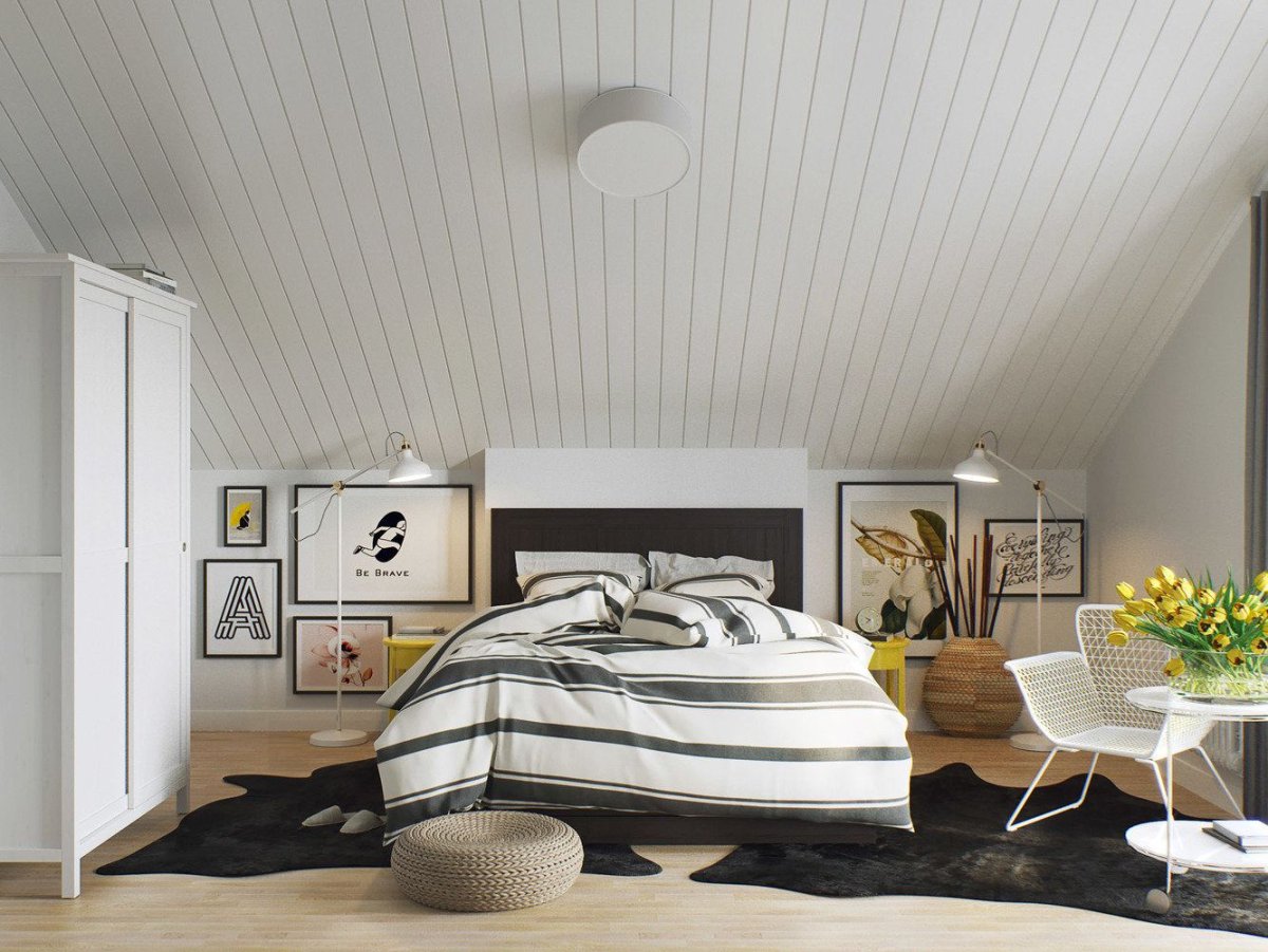 Белая вагонка на потолке