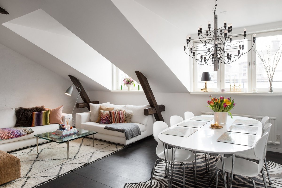 Интериор мансарда скандинавском стиле