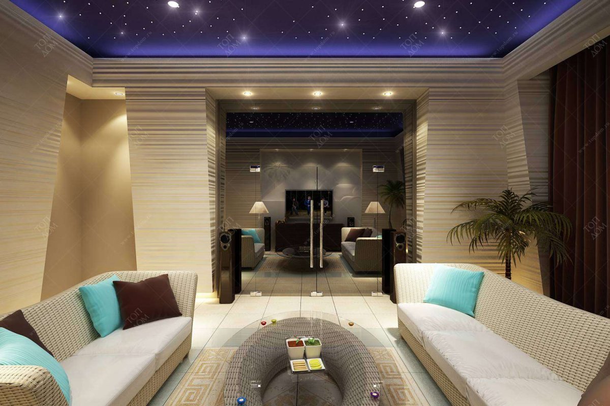 Необычные потолки в гостиной