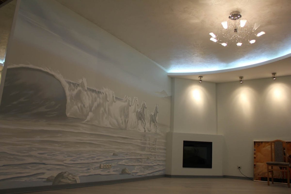 Натяжной потолок декоративная штукатурка