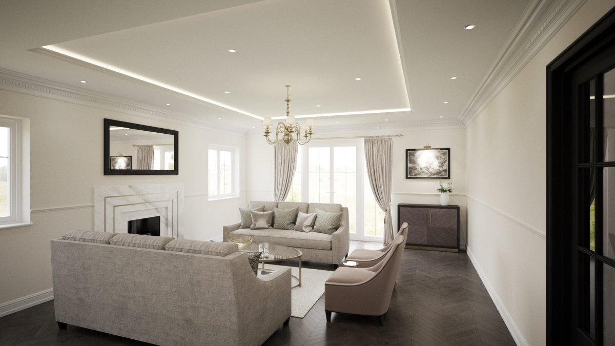 Ровный потолок в гостиной