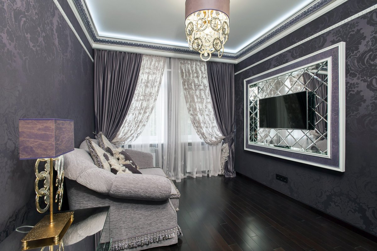 Темные обои в интерьере