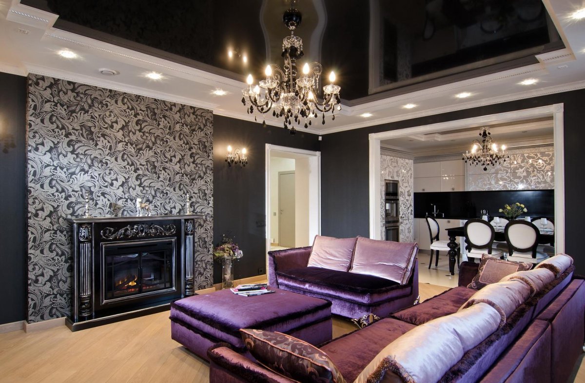 Гостиная в стиле арт деко в темных тонах