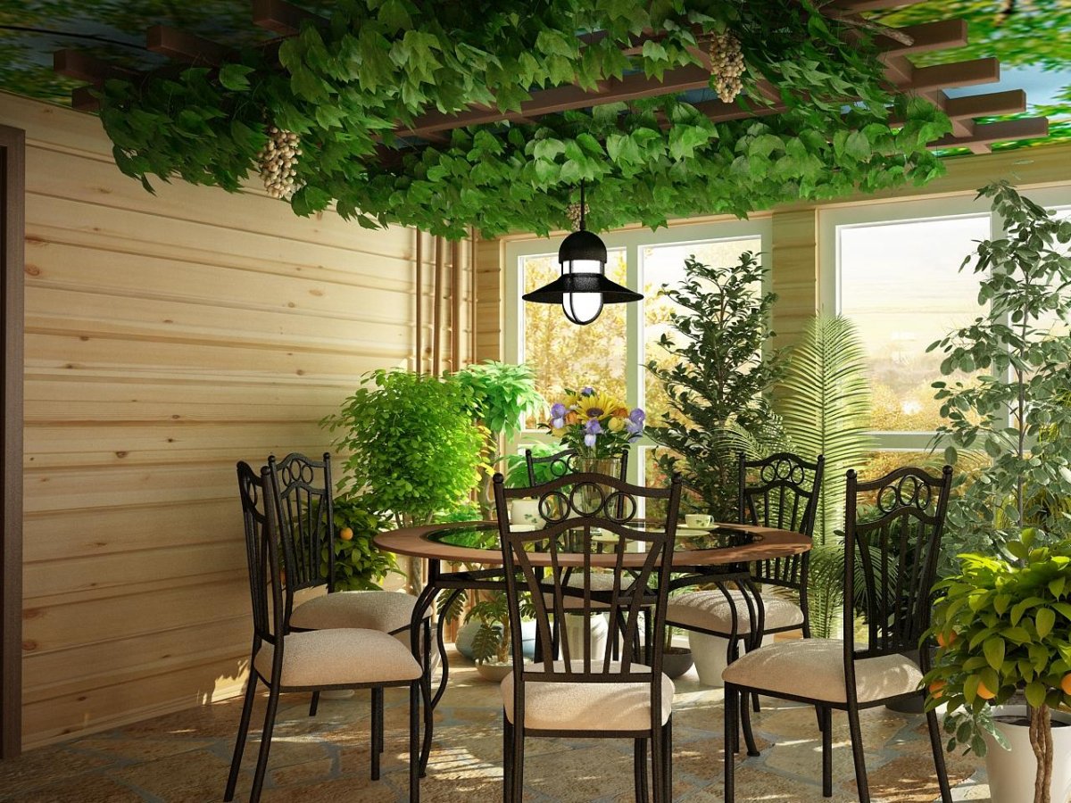 Веранда в зелени