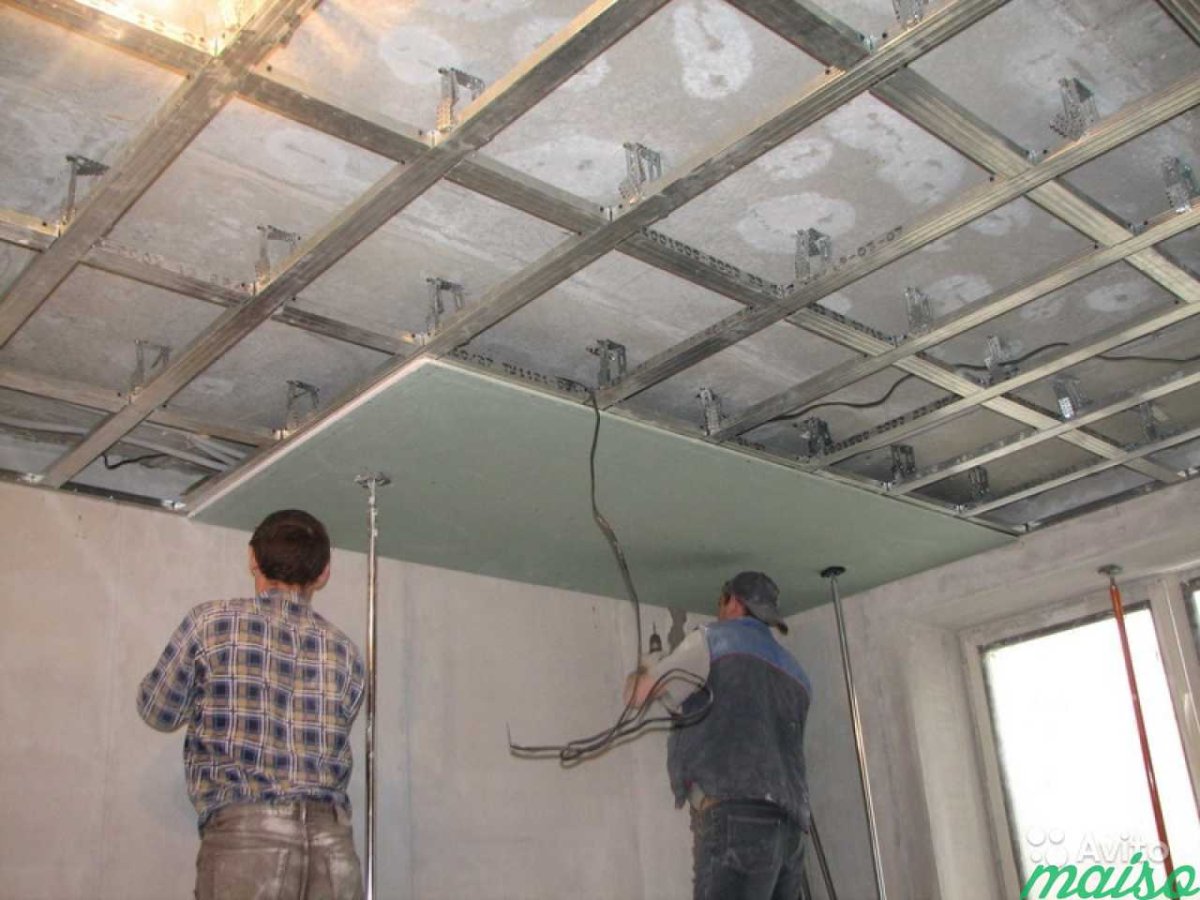 Монтаж потолка из гипсокартона
