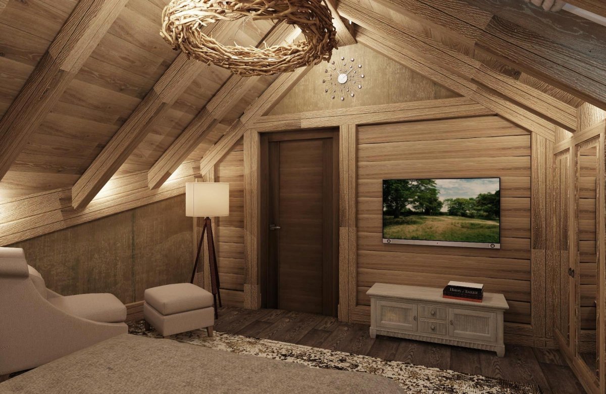 Баня с мансардой внутри