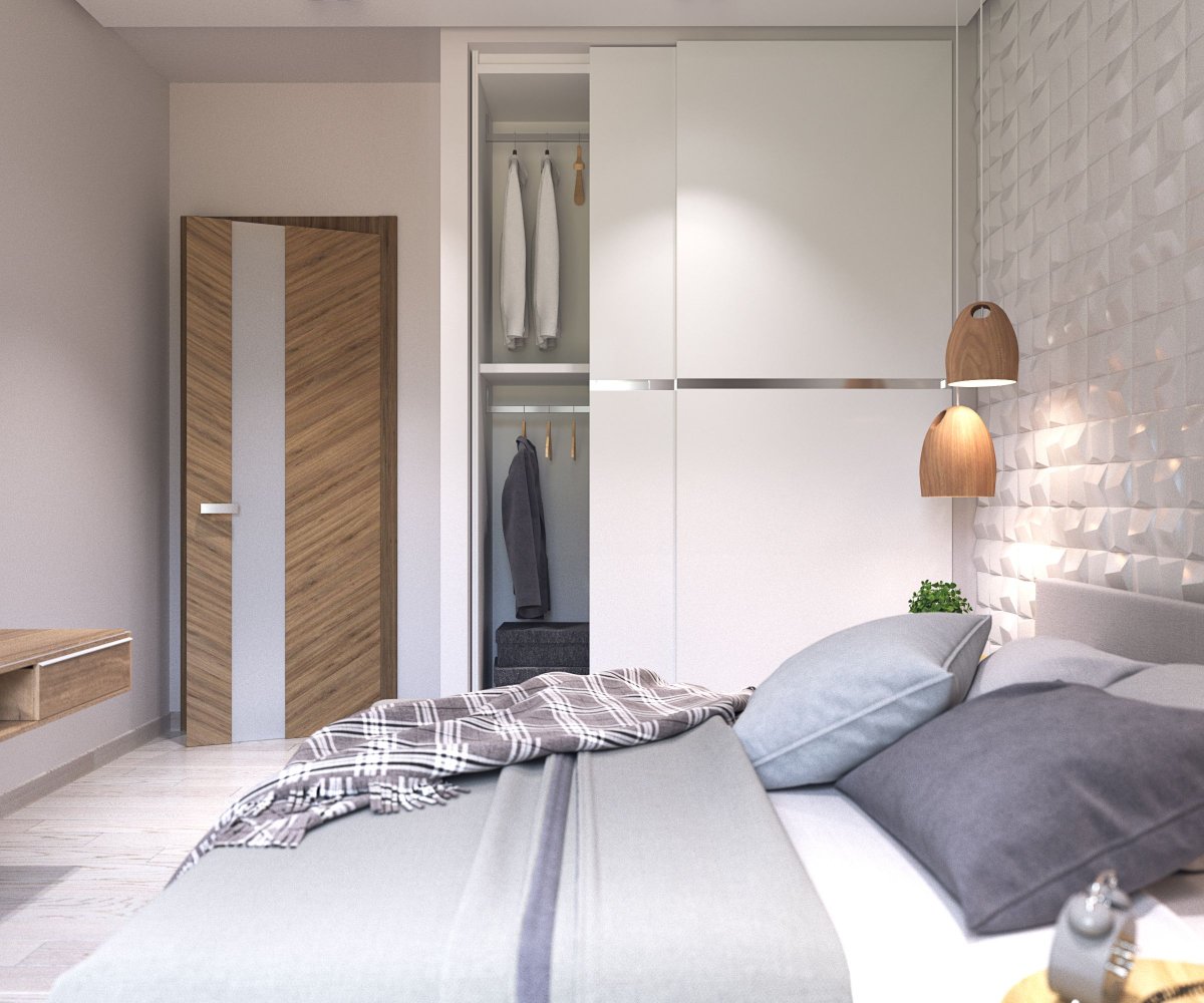 Спальня 12 кв.м со шкафом