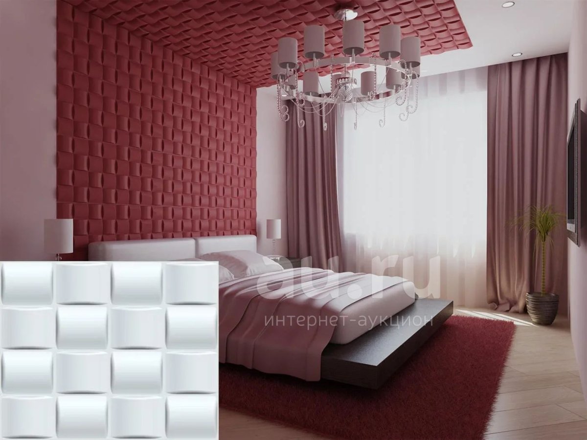 Гипсовые панели в интерьере спальни