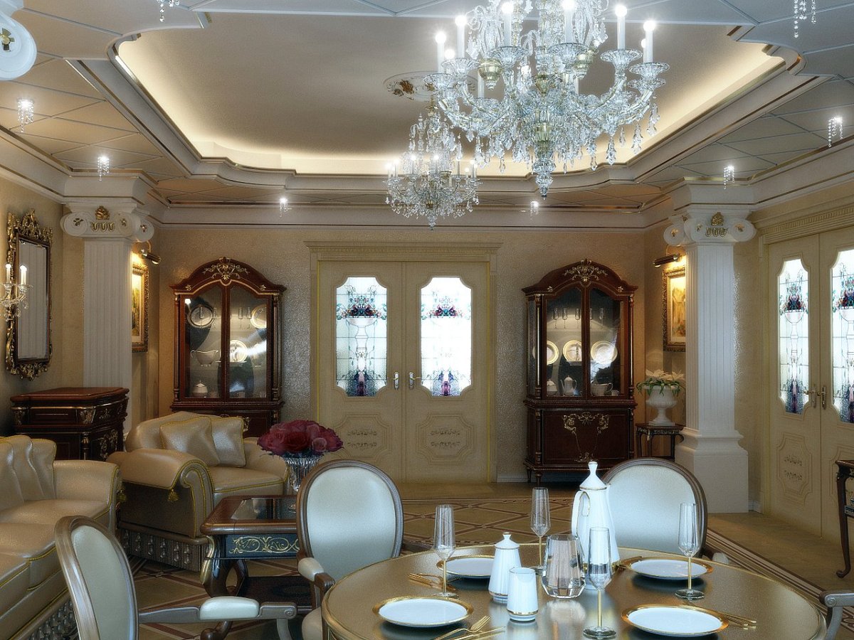 Натяжные потолки в классическом стиле