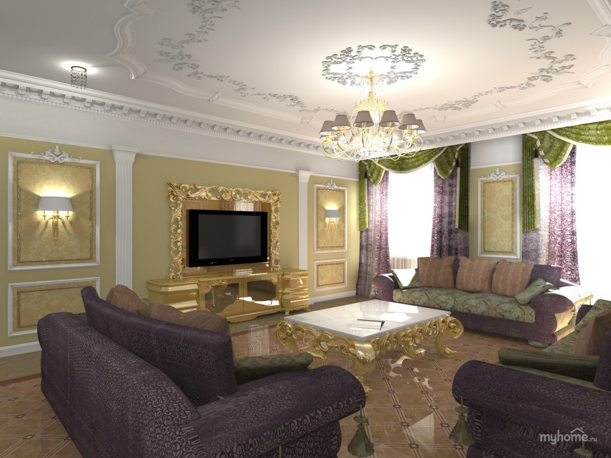Евроремонт в классическом стиле гостиная