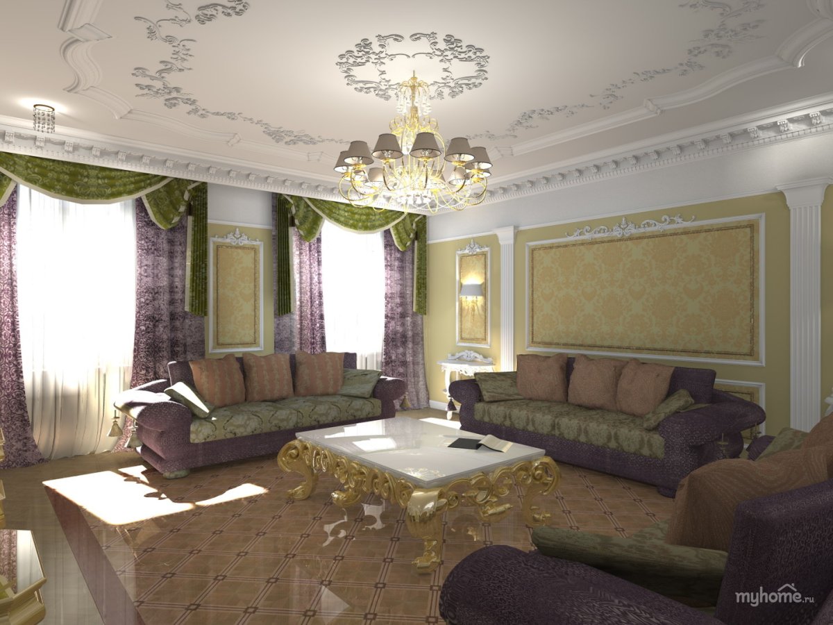 Гостиная потолок классика