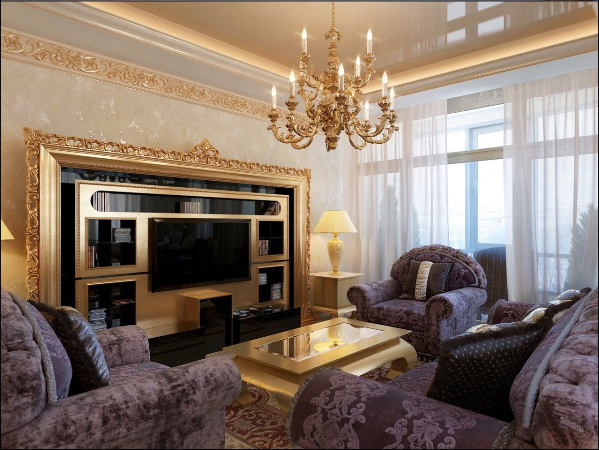 Потолки в гостиную в классическом стиле