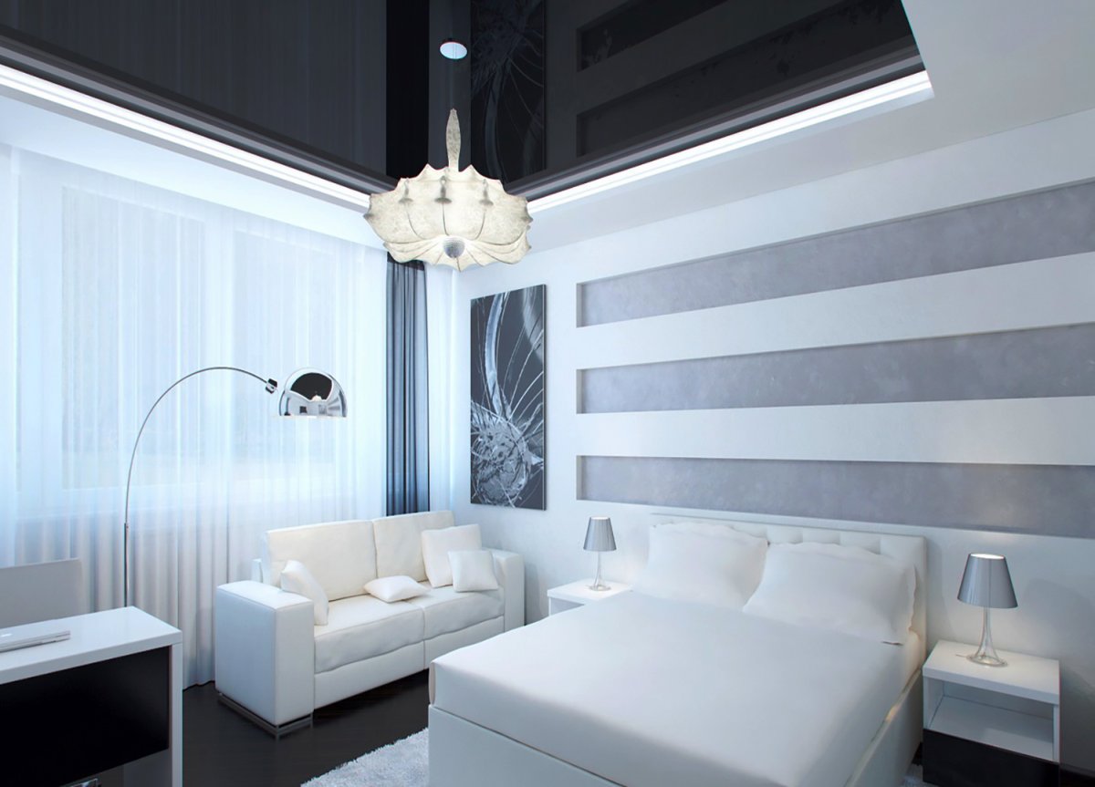 Натяжной потолок белый