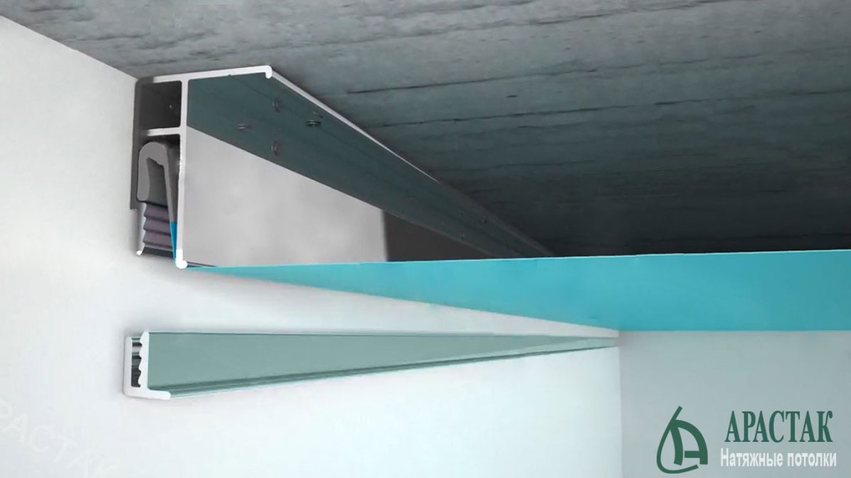 Крепление натяжного потолка