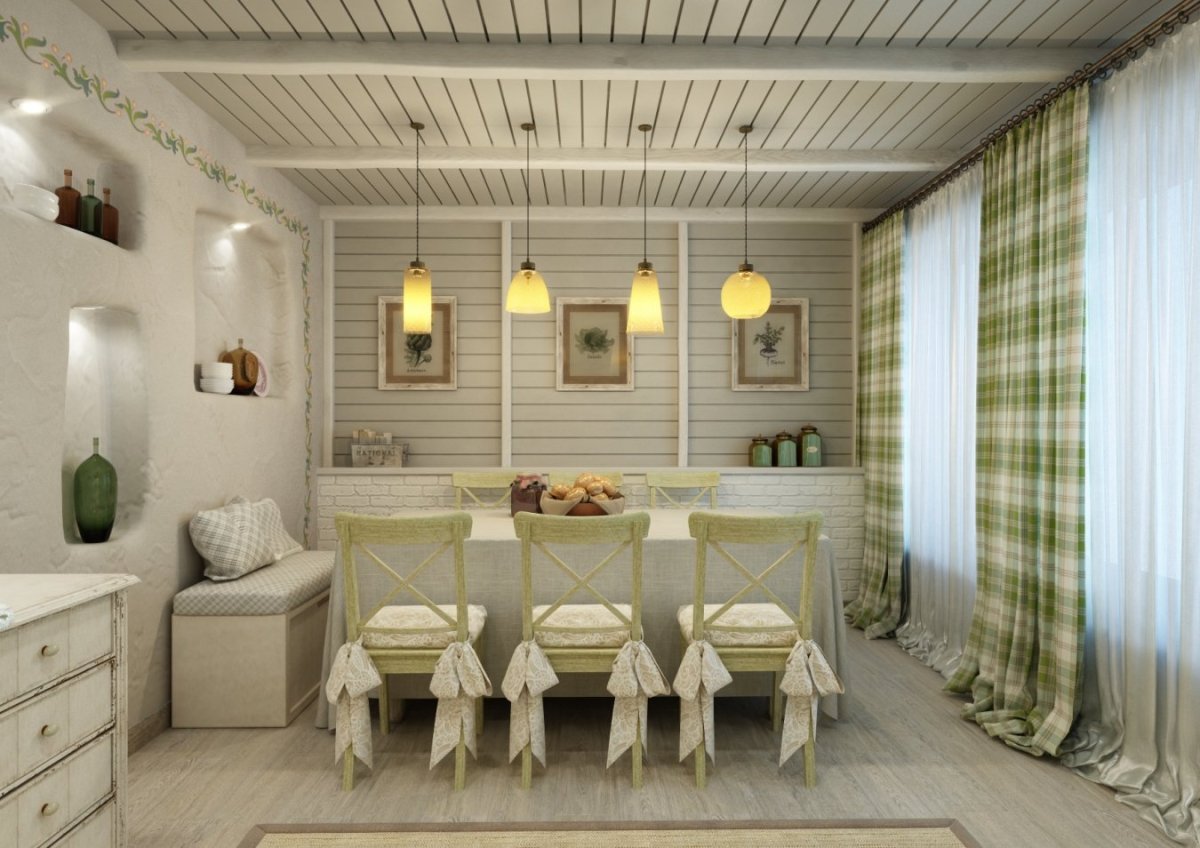 Крашеная вагонка в интерьере кухни