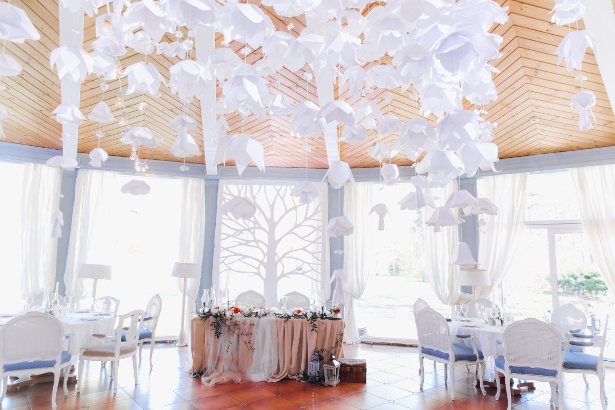 Украшение потолка на свадьбу