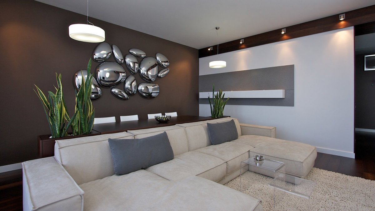 Кухня гостиная хайтек 16м