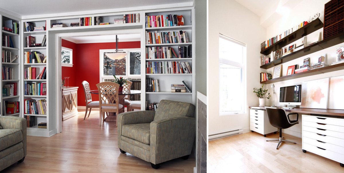 Книжные стеллажи в интерьере