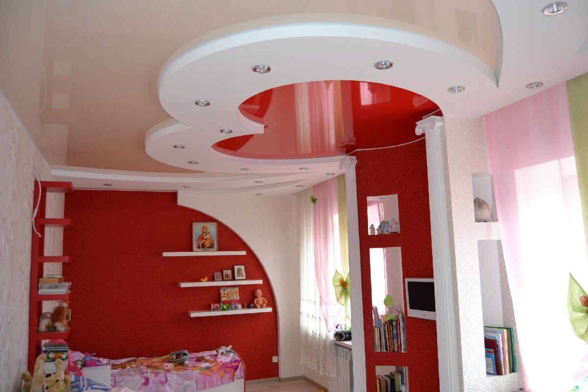 Многоуровневые натяжные потолки