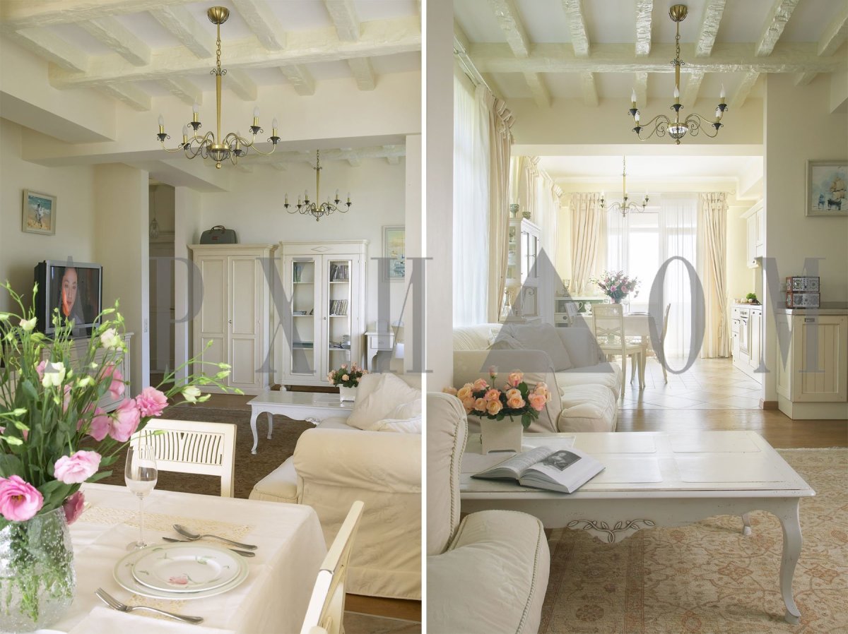 Потолок стиль Прованс гостиная