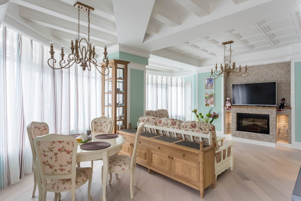 Кухня-гостиная 40 м2 в стиле Прованс